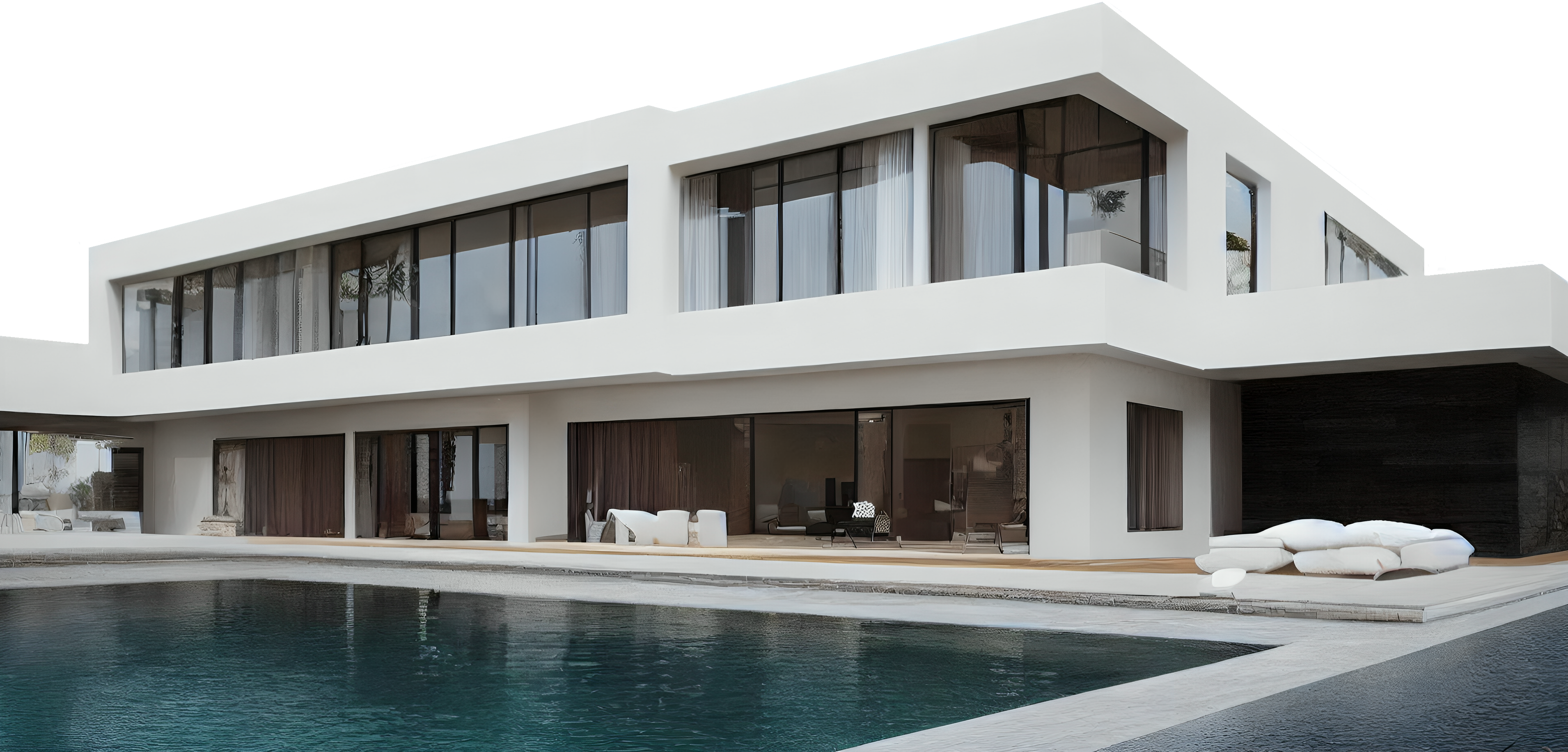 White house with pool